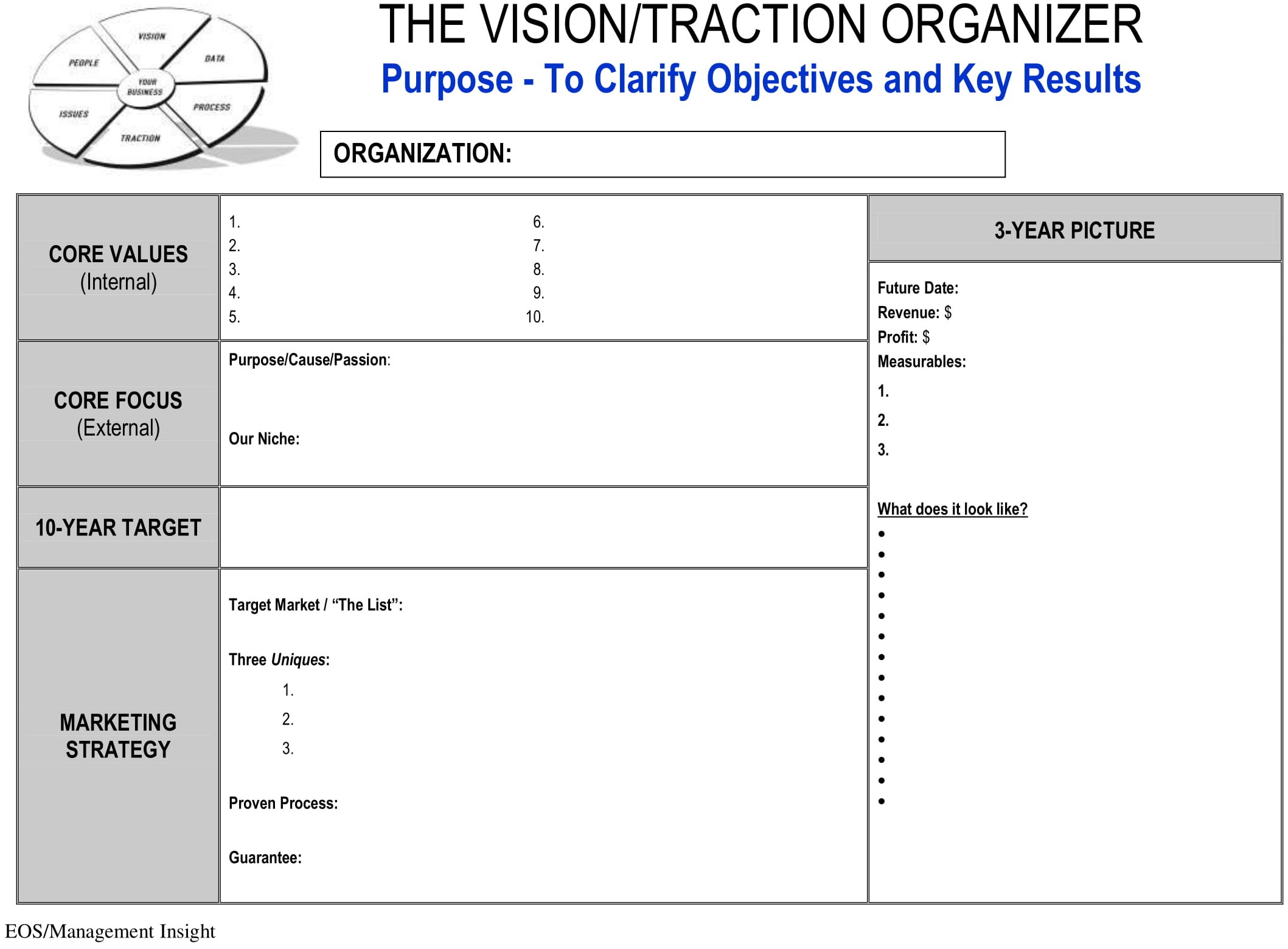 Vision/Traction Organizer Excel Template